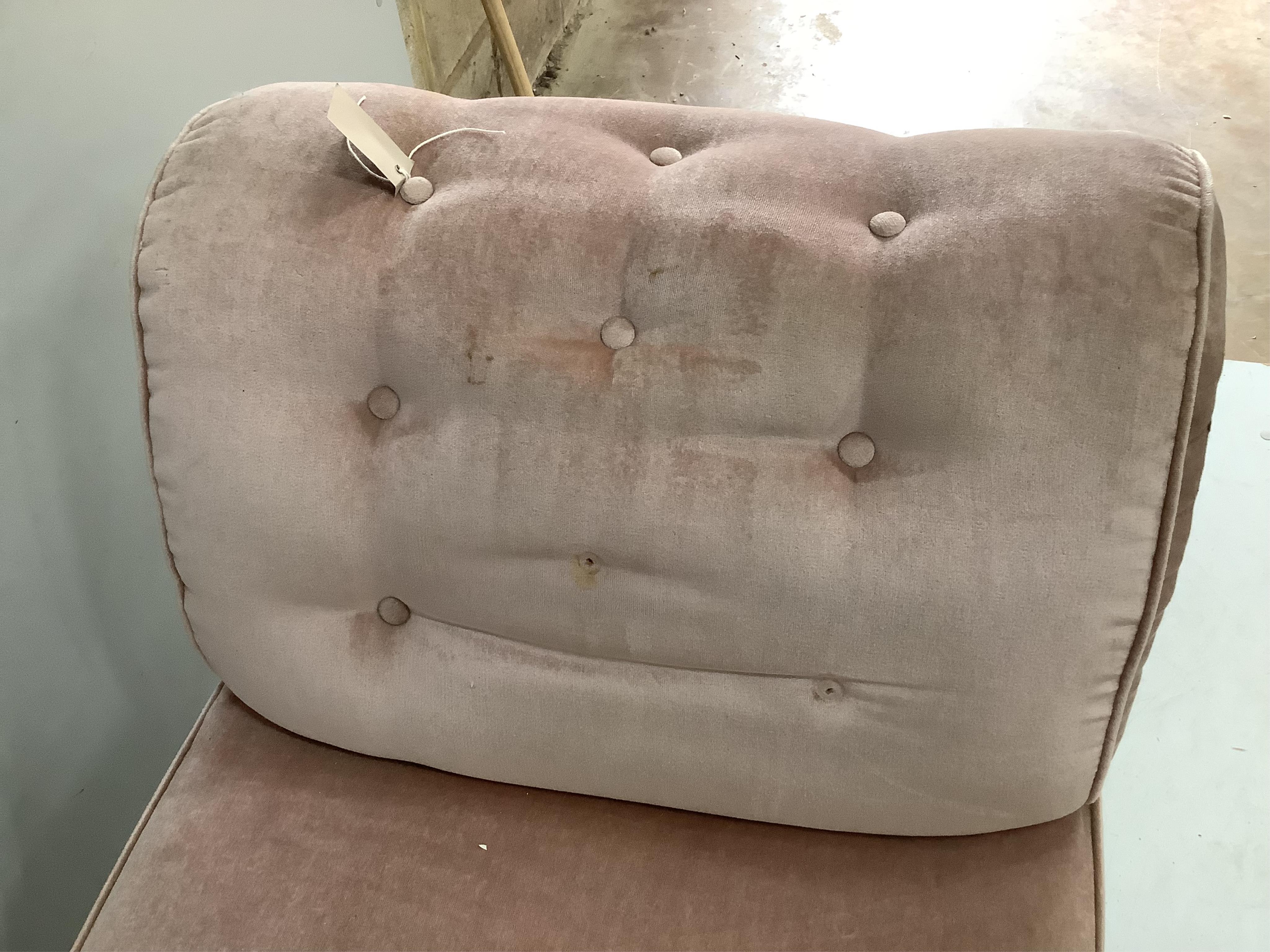 A late Victorian upholstered daybed, width 180cm, depth 66cm, height 71cm. Condition - fair